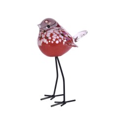 Oiseau rouge sur pied en verre